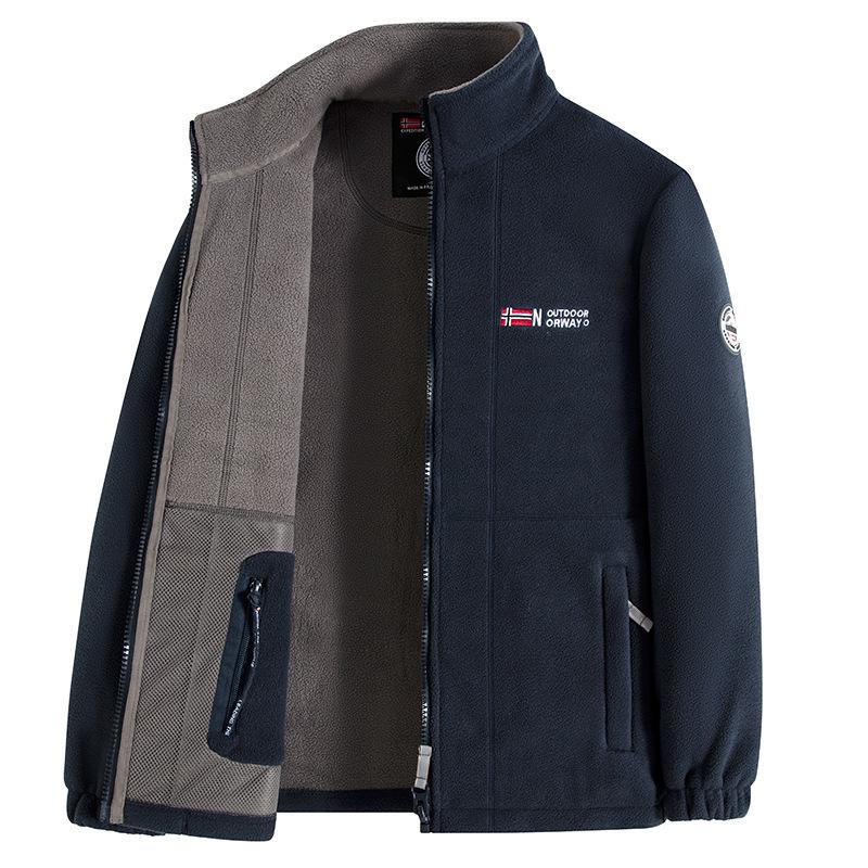 High-Quality Thickened Norwegian Stand Collar Embroidered Fleece Cotton Winter Jacket