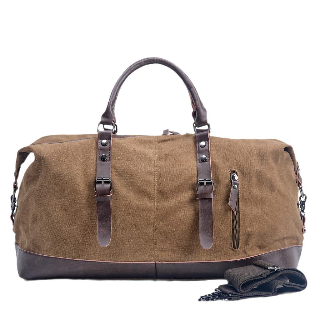 Men's Large Capacity Canvas Messenger Bag with Imitation Leather - Great for Travel and Fitness.