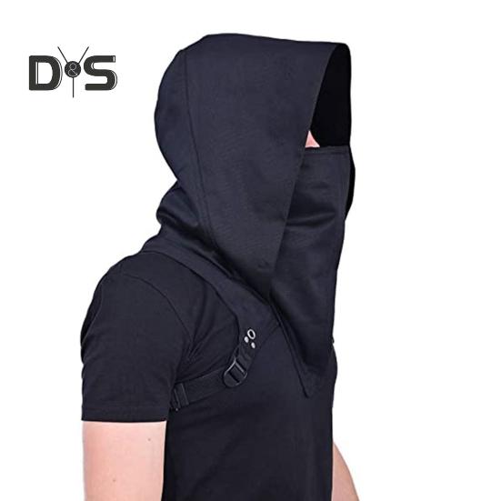 Cyberpunk Cowl Hood Scarf Short Medieval Cape Assassin Hat Pagan Costume Accessory Warrior Cloak Outfit for Halloween Cosplay