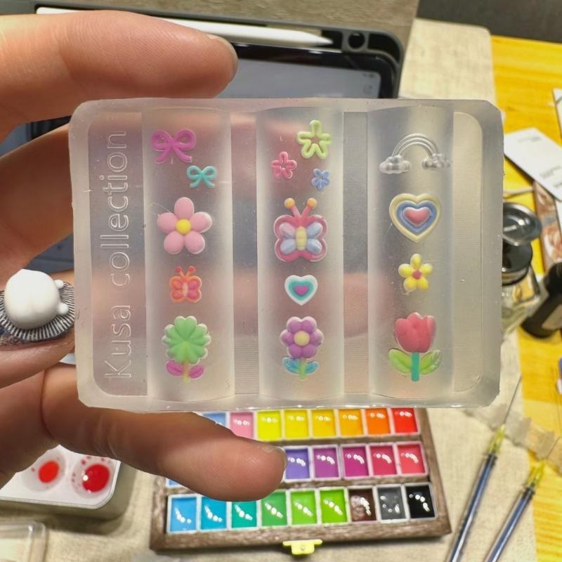 Transparent Silicone Nail Art Mold Belt Buckle Flower Butterfly Four-Leaf Clover 3D Nail Decoration Mold Manicure Template