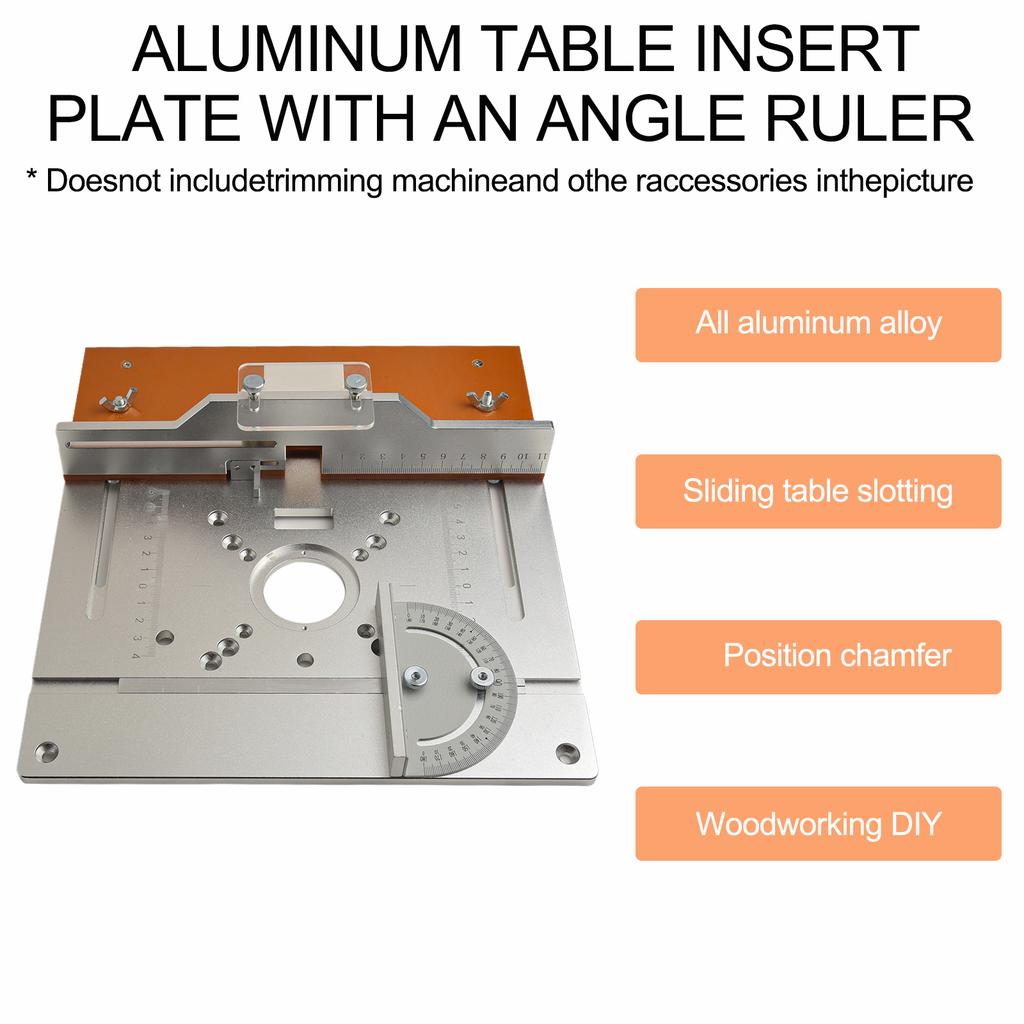 Router Table Insert Plate Made of Aluminium Alloy Featuring Wood Milling Flip Board and Miter Gauge for Router Alignment