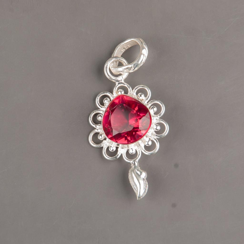 Pink Tourmaline Gemstone 925 Sterling Silver Jewelry Handmade Pendant 1.80" PP-4-18