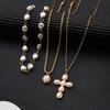 1 Set Stacked Faux Pearl Necklaces Women Vintage Multi Strand Necklace Irregular Faux Pearls Choker Religious Pendant Necklace for Dating Party