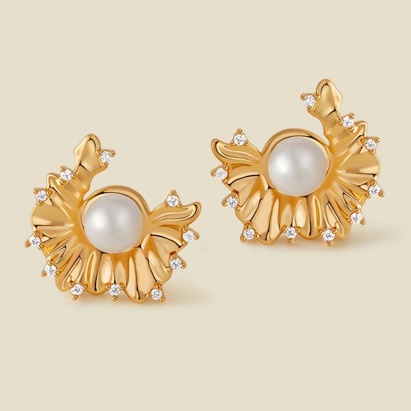 Old Money Style Vintage Zircon Flower Earrings Luxury Advanced Ear Jewelry For Women