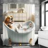Cute Dog Lying In Bathtub Shower Curtain, Bathroom Decorative Shower Curtain, Waterproof Shower Curtain with Hooks