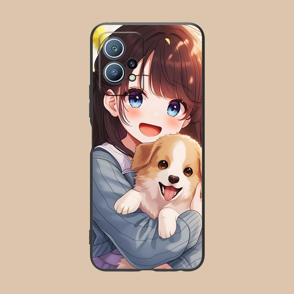 Girl Dog Puppy Matte TPU Mobile Phone Case for Huawei P60 P50 P40 P30 P20 P10 P9 P8 Pro Lite Plus Colorful Printing Cover