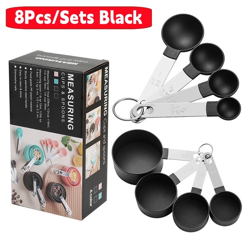 8Pcs/Sets Household Measuring Spoon,Measuring Cup Plastic Spoon Stainless Steel Handle Kitchen Measuring Cup Spoon Baking Tool