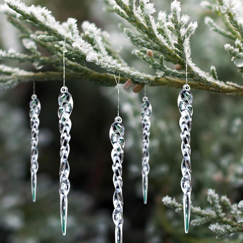 Christmas Clear Icicle Hanging Pendants for Xmas Tree Transparent Simulation Icicles New Year Party Home Decor Holiday Ornaments
