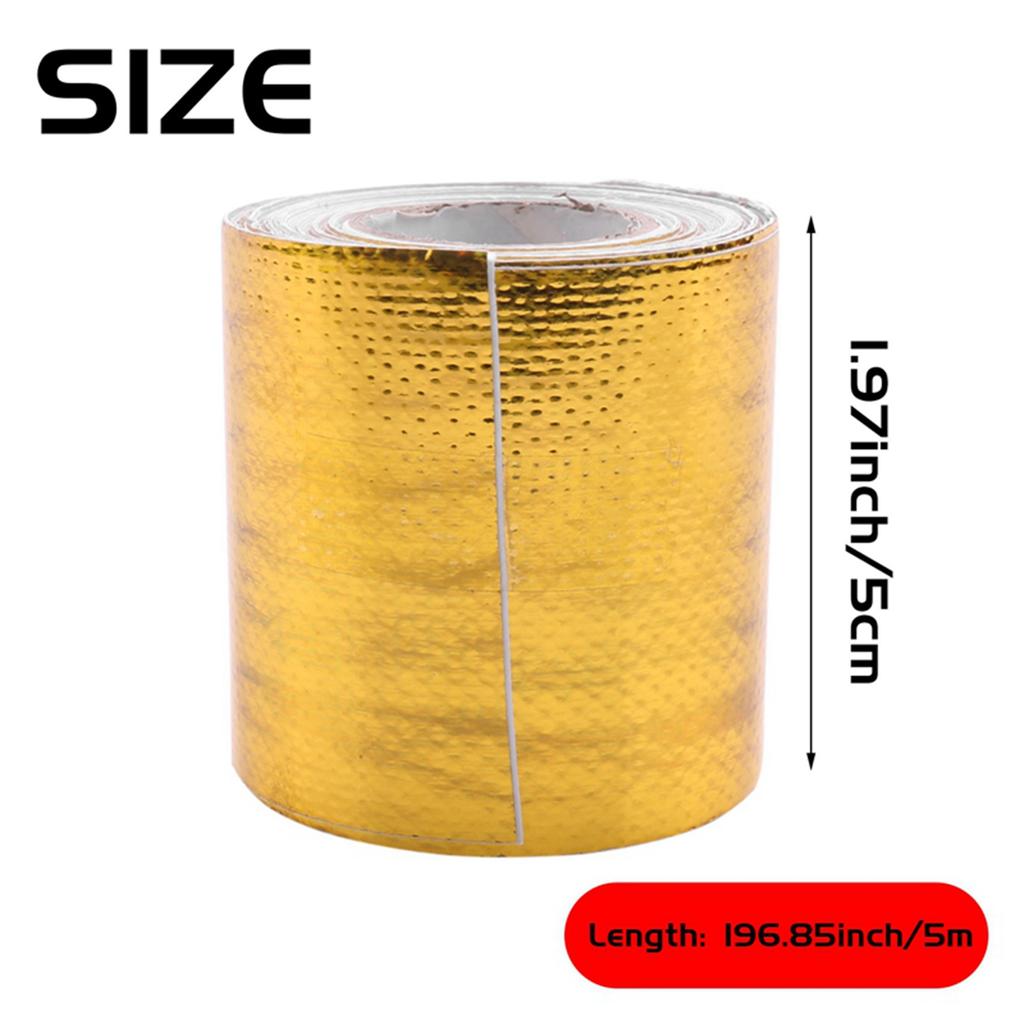A76T-Reflect A Gold Ruban Thermique Bouclier Isolant Thermique d'Admission d'Air Enveloppe Barrière Thermique Réfléchissante Auto-adhésif Moteur