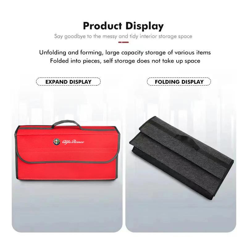 Borsa Organizzatore Pieghevole in Feltro Morbido per Bagagliaio Auto Per Alfa Romeo Giulia Stelvio Giulietta 156 159 147 Mito Tonale Brera Disco V