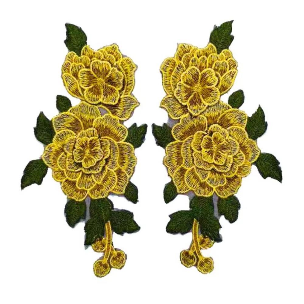 Red Embroidery Flower Applique 24*12CM Sew On Patch Floral Patches Crafts Clothing Accessories