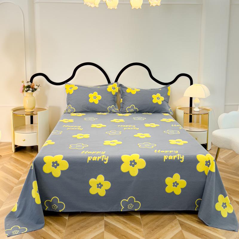 Long-Staple Cotton Brushed Bed Sheet - Solid Color, Thickened, Multiple Sizes (1.2/1.5/1.8m) for Dormitory Single Beds.
