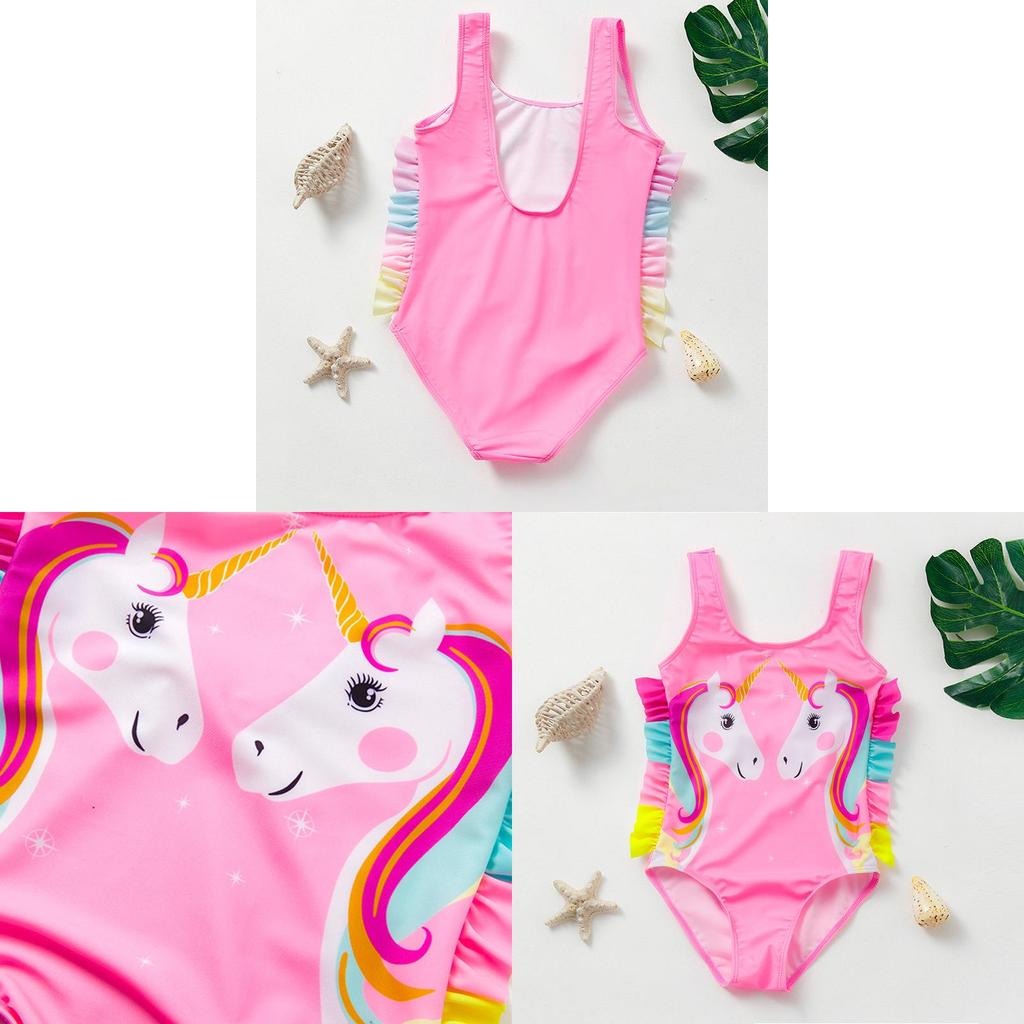 Einhorn Kinder Badeanzug Für Mädchen Mit Rüschenbesatz Polyester Für Wasseraktivitäten