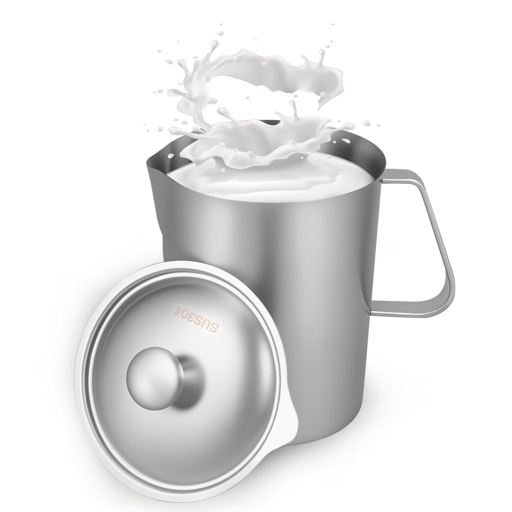 Stainless Steel Milk Frother Jug Coffee Milk Frothing Jug Latte Pitcher Metal Graduated Beaker With Marking Espresso Barista Too