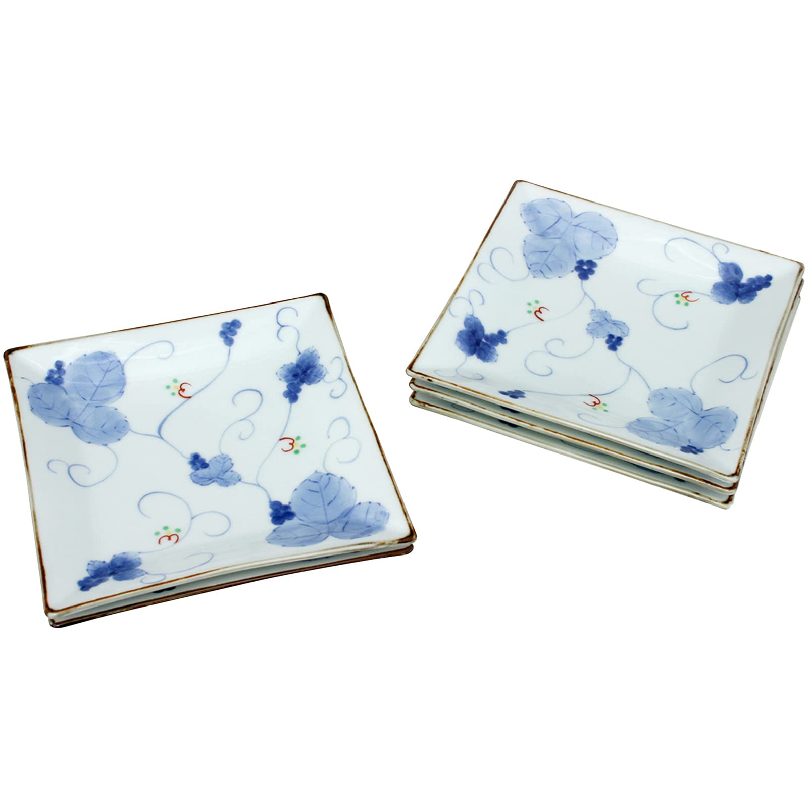 

Arita Ware Shinmine Kiln Ivy Grape Design Square Plate Set 52441