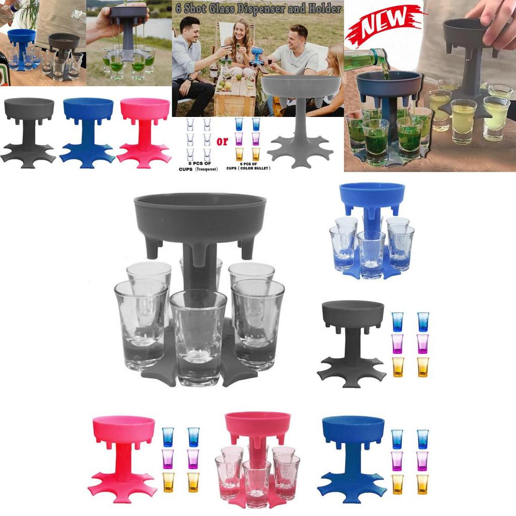 Unique 6 Shot Glass Dispenser And Carrier With Biodegradable Holder For Events