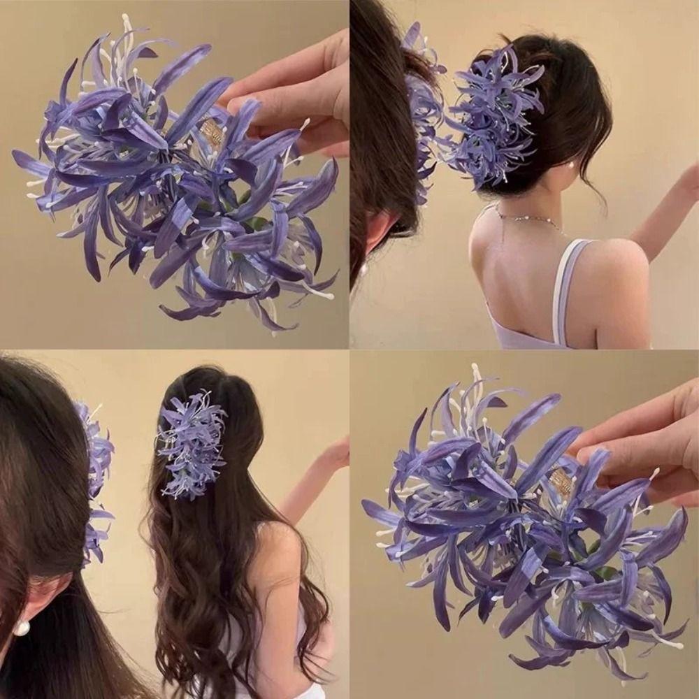 Equinox Flower Bianan Flower Hairpin Elegant Simulation Flower Grasp Clip Hair Claw  Hanfu
