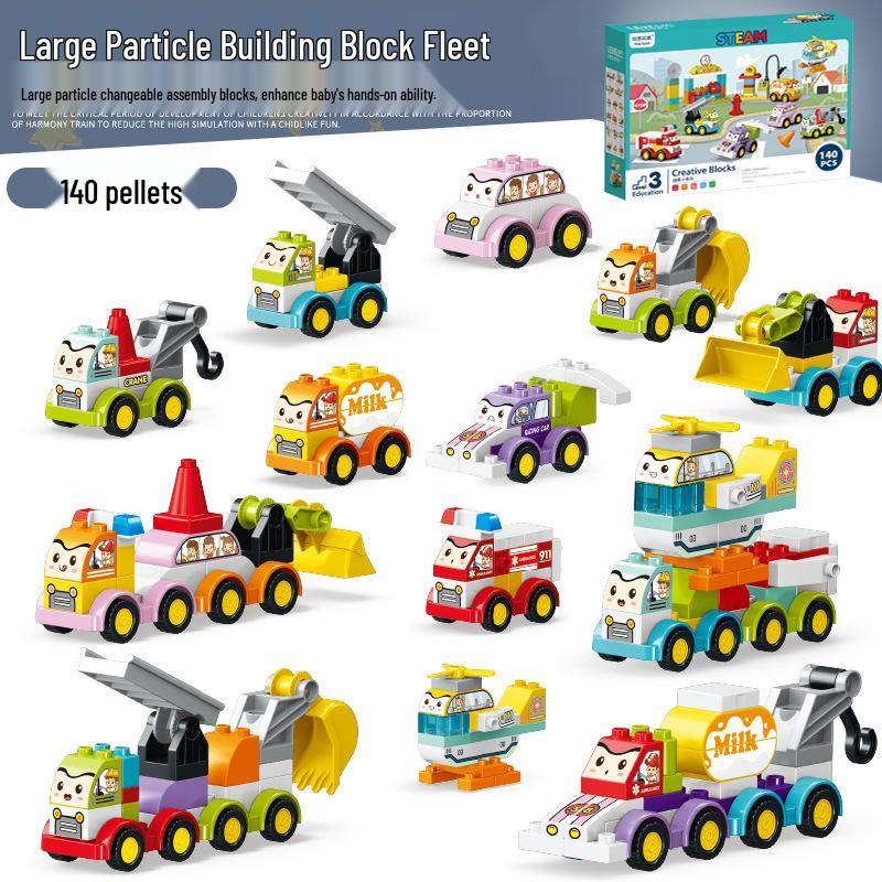 Large Particle Interlocking Police Car Building Blocks for Kids