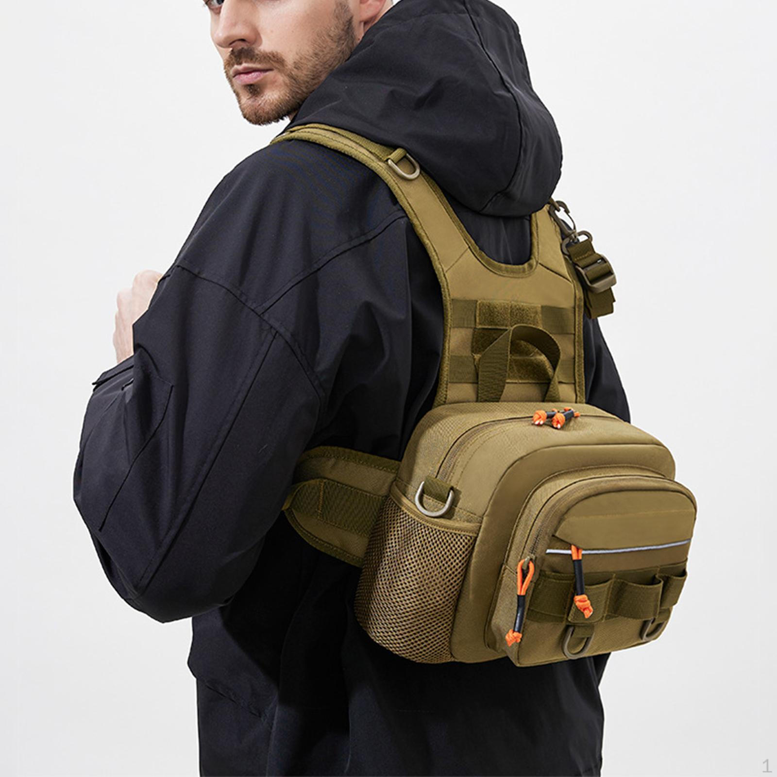 

Men Outdoor Chest Bag Zipper Organizer Pack for Running Hiking Workout Style F