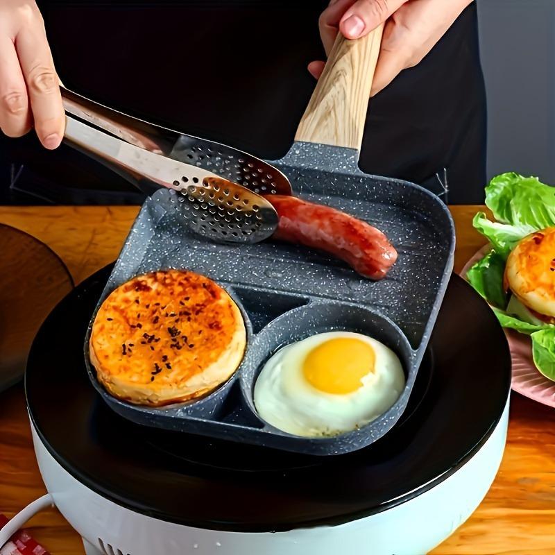 Aluminum Non-Stick Egg Frying Pan with Wooden Handle,Compatible with Gas Stove and Induction Cooker for Pancakes, Eggs and Steak