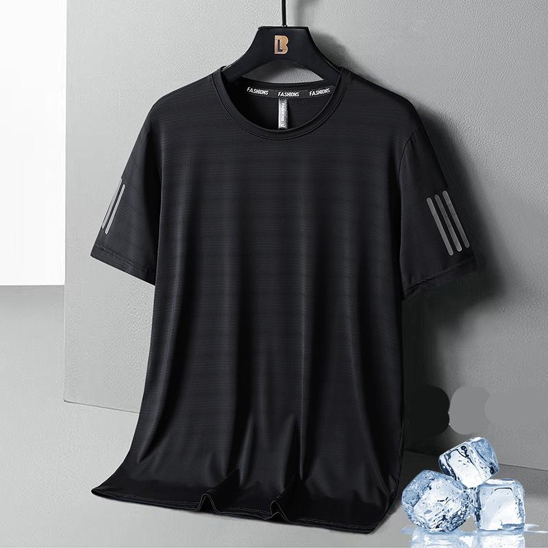Men's Ice Silk Short-sleeved T-shirt Summer Quick-drying Clothes Men's Shirt Summer Sports Plus Size T-shirt Men