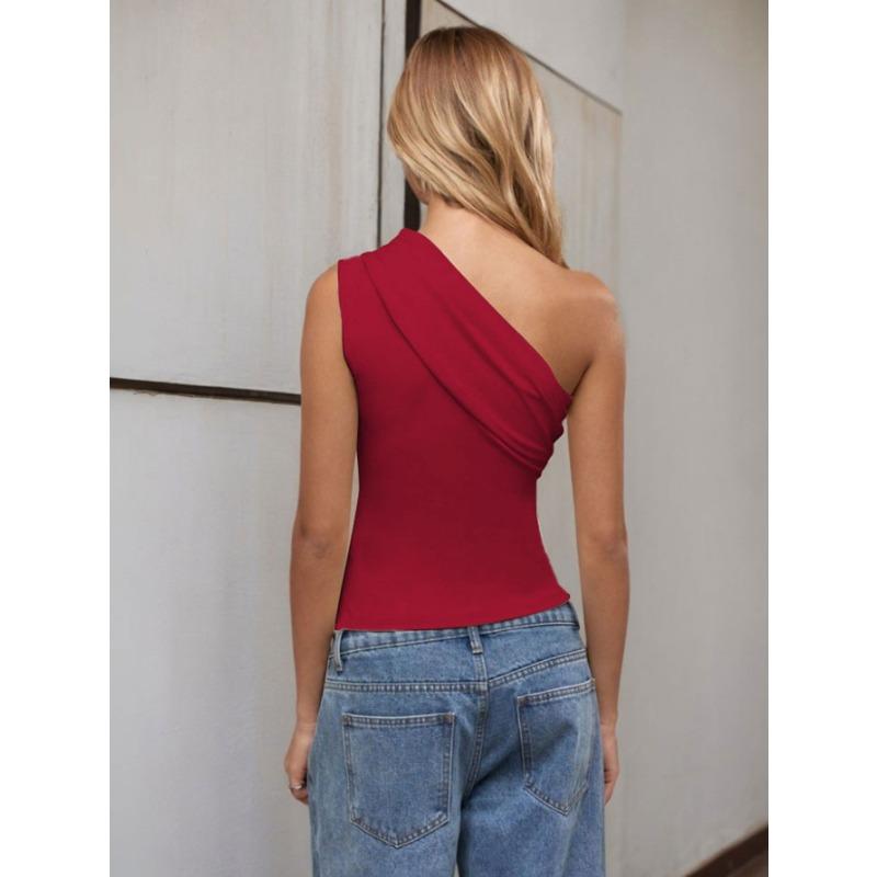 2026 Hot-selling Hot-selling Women's Sexy One-shoulder T-shirt Spring and Summer New Slant Collar Off-shoulder Pure Lust Top