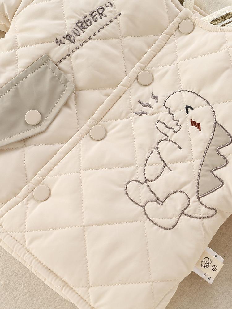 Baby Boys' Autumn/Winter Quilted Cotton Two-Piece Set: Warm Jacket and Pants