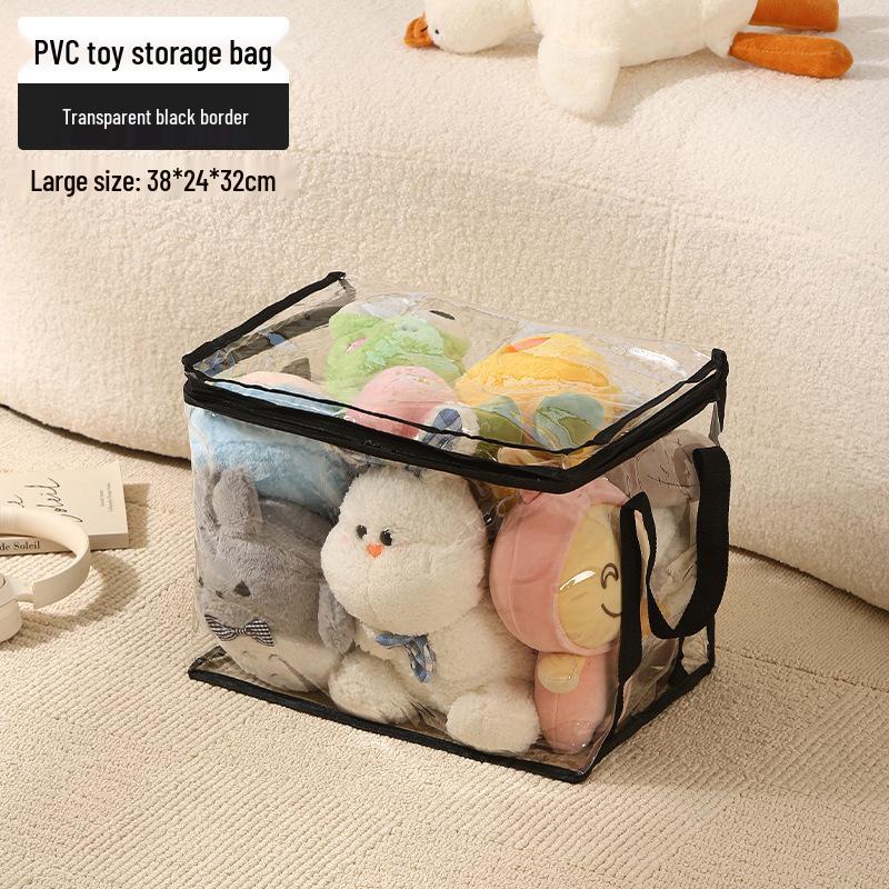 Transparent Plush Toy Storage Box for Dolls & Books, Large Capacity, Waterproof