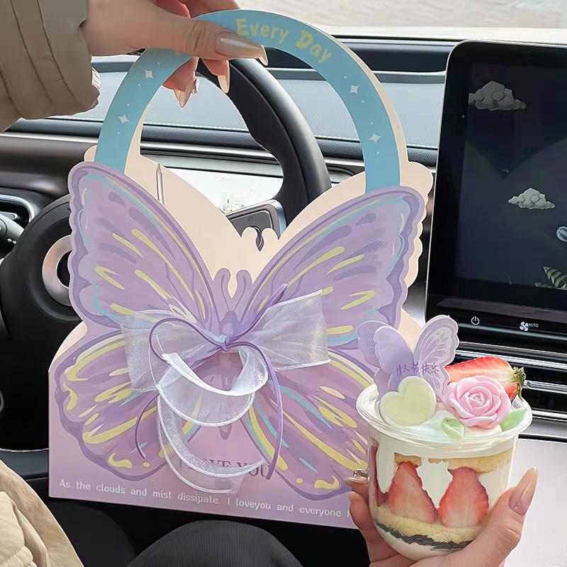 

Butterfly Hand-Held Flower Box Transparent Pvc, Universal Flower Shop Packaging Material For Festivals, Valentine S Day Gift фіолетовий