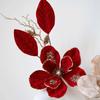 Red Gold Artificial Christmas Flower Flocking Xmas Decorative Flowers  New Year Gifts