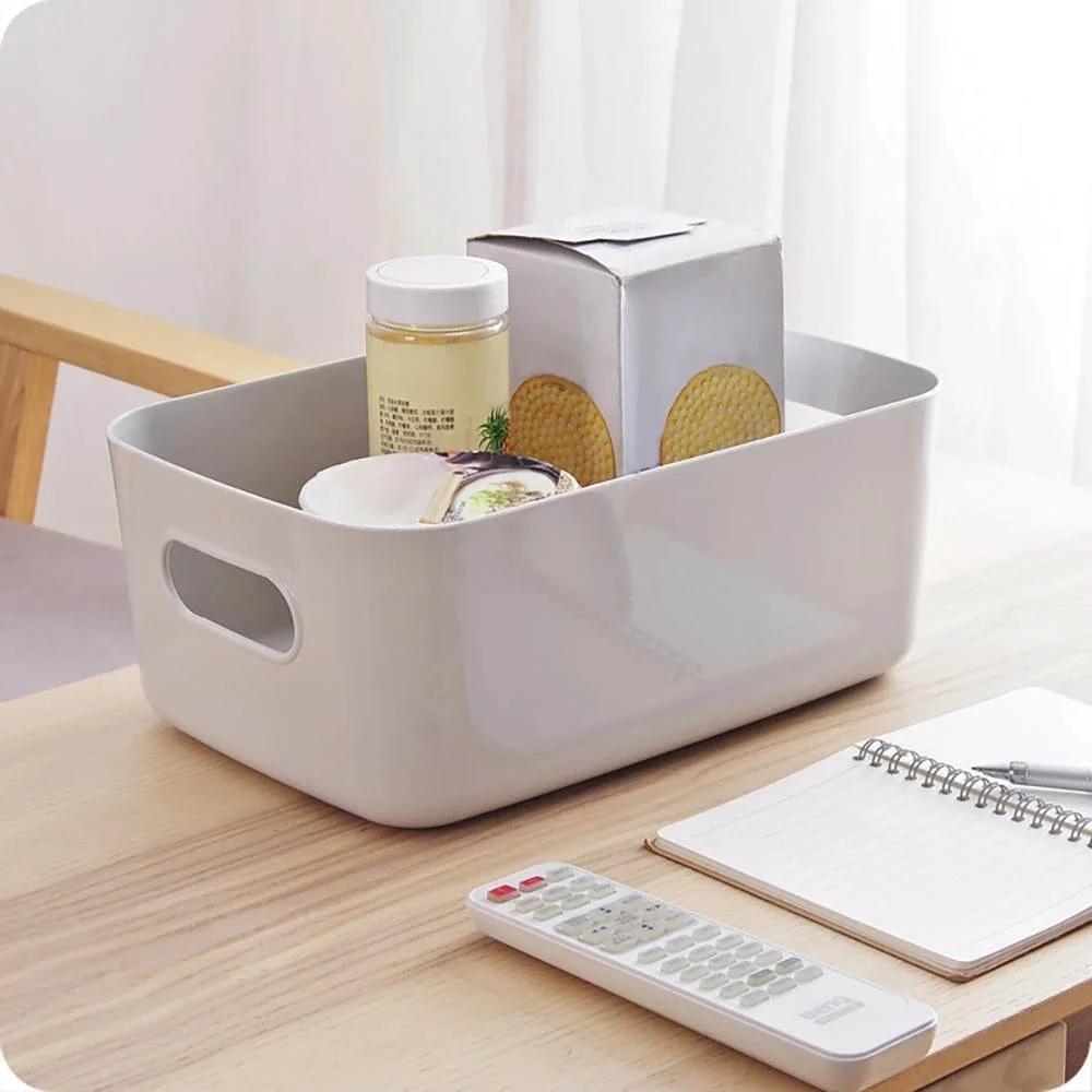 1Pc Desktop plastic cosmetic storage box Bathroom kitchen storage basket S-L Dormitory miscellaneous storage box