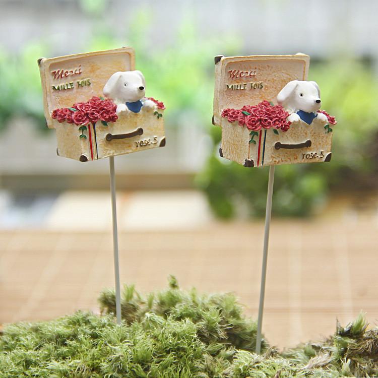 Dog Resin Cartoon Rose Flower Box Ornament For Wedding Decor And Props Party