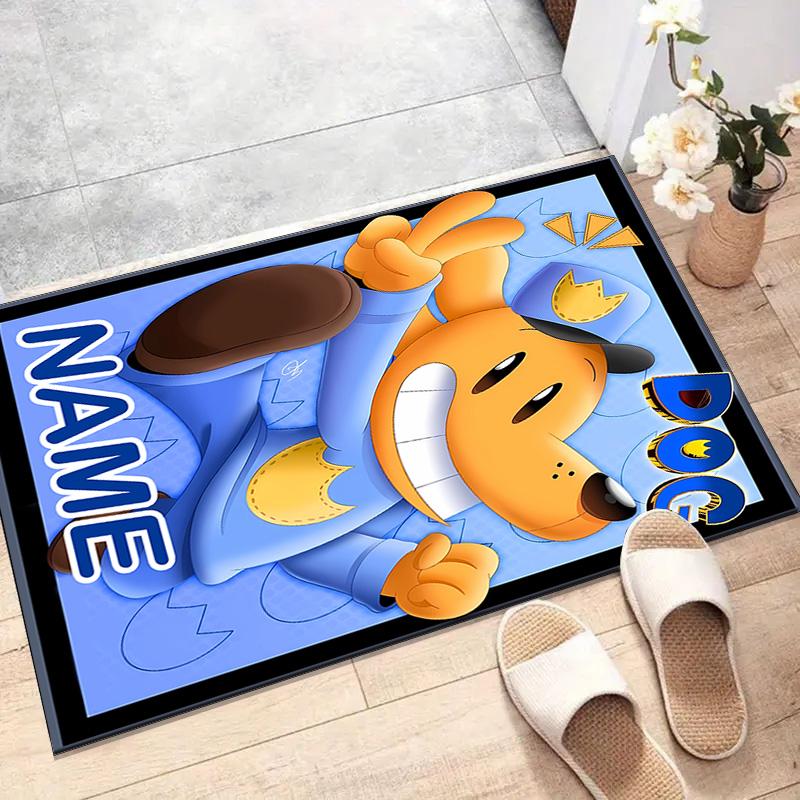 Custom DogMan Mat Personalized Name, Polyester Washable Indoor Entryway Rug, Gift for Christmas, Easter, Thanksgiving Day