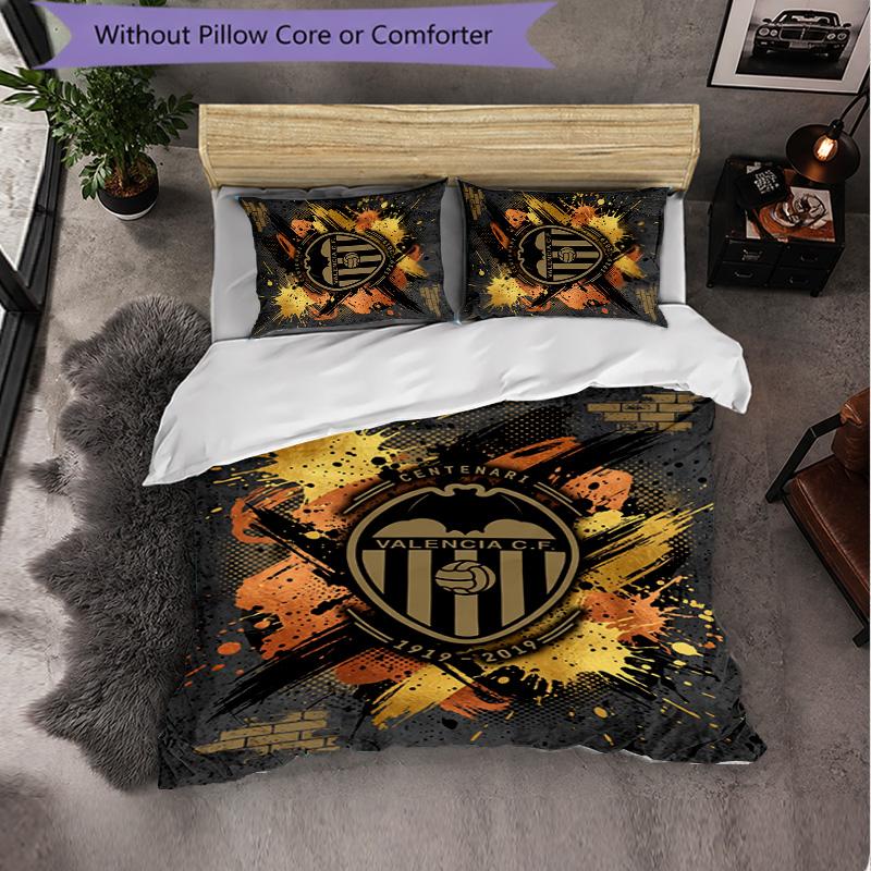 Valencia FC Themed Bedding 3Pcs Duvet Cover Set Decorative Bed Linen For Teen Room Home Decoration