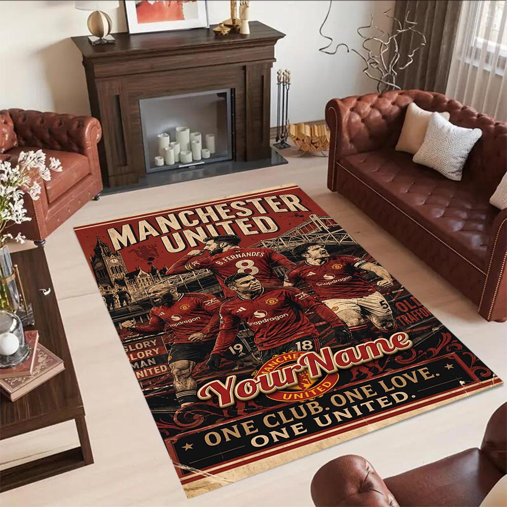 Manchester Customizable Name Carpet Design for Playrooms Kitchen Bedrooms Outdoor Antislip Carpet Anime Office Decor Perfect Gift for Friends & Family