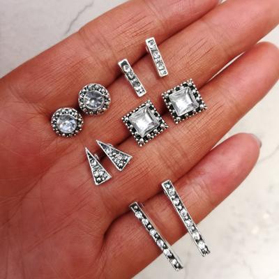 5 Pair Set Vintage Stud Earrings For Women Boucle D'oreille Jewelry Bohemia Carved Flower Opal Earring Set Droplets Brincos