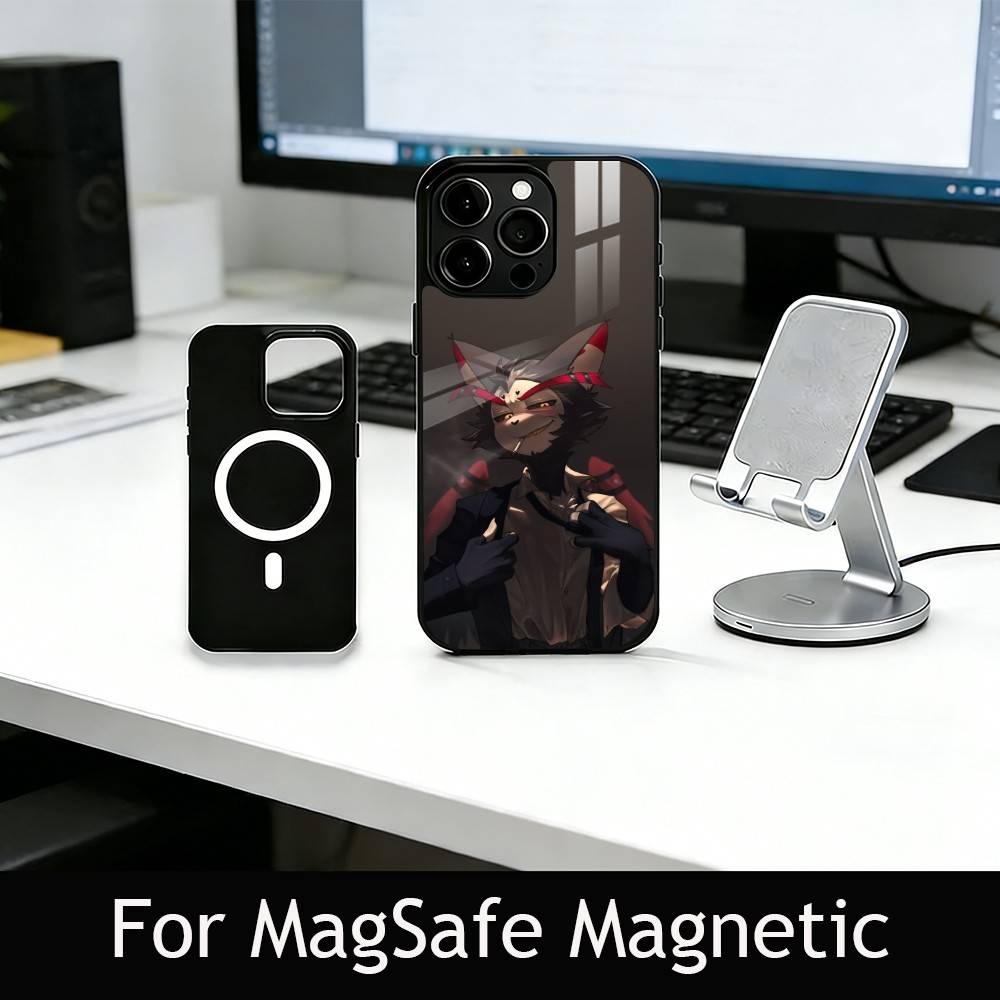 H-Hazbin H-Husk Telefoonhoesje Voor iPhone17,16,15,14,13,12,11 Plus,Pro Magnetisch Voor Magsafe Draadloos Opladen