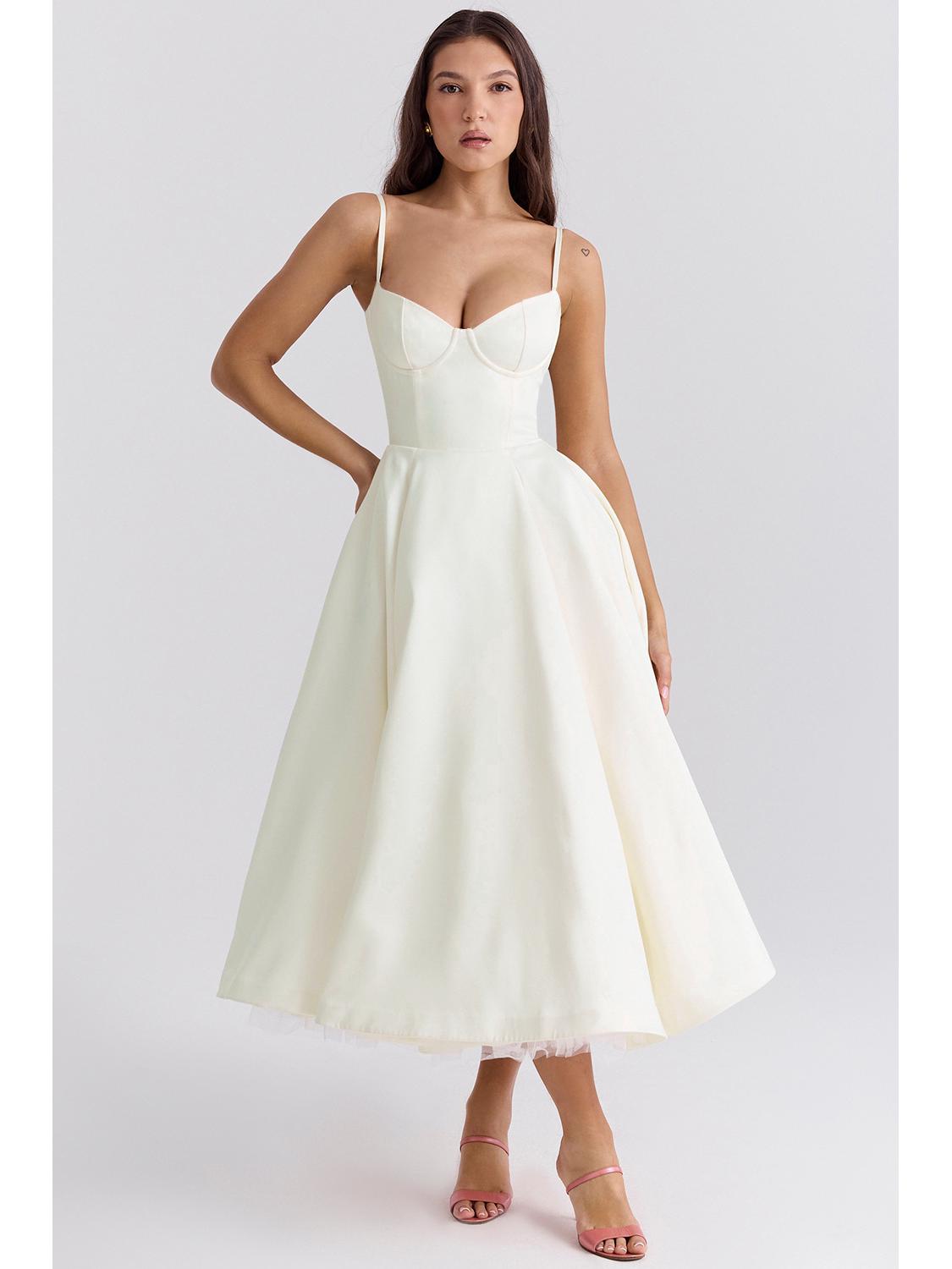 

Элегантное европейское и американское летнее платье из двухслойной сетки 2025 года на бретелях-спагетти Extra Extra Large