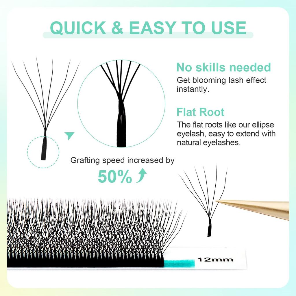 NAGARAKU Eyelash Extensions 6D Volume Light and Natural Soft 6 Bundles 12 Rows Large Capacity Curl C Length W Eyelash Extension Ultra-thin, (Thickness