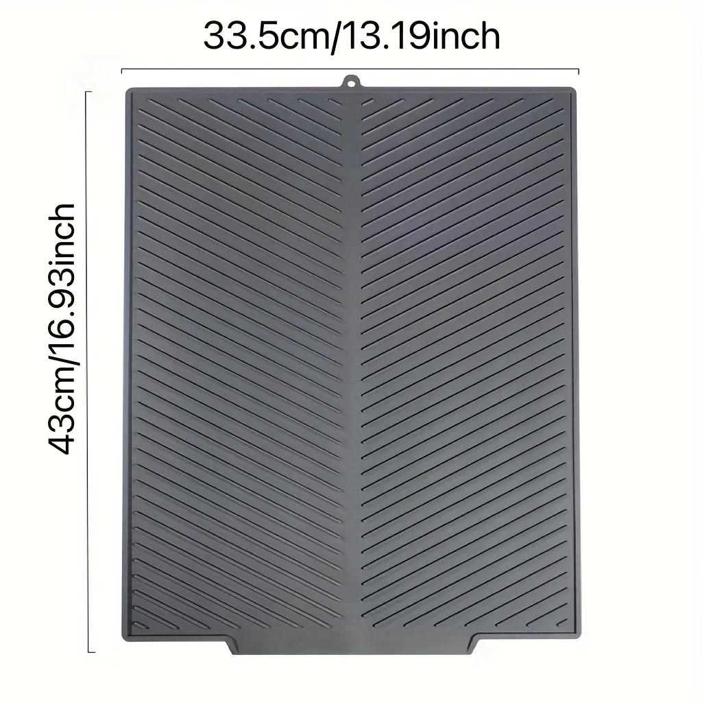 1pc Heat Resistant Silicone Dish Drying Mat, Large Foldable Drainer Pad for Kitchen Sink, Fast Dry Drying Rack