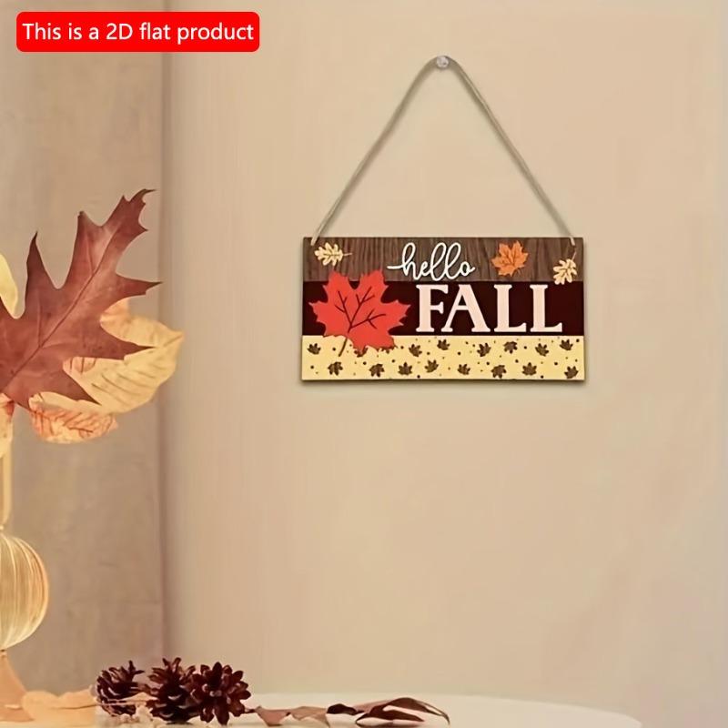 2d Flat 20*10cm, Autumn Home Decoration, Hello Autumn Maple Leaves, Thanksgiving Decoration Signs, Wooden Creative Decorative Plaques, for Home, Club