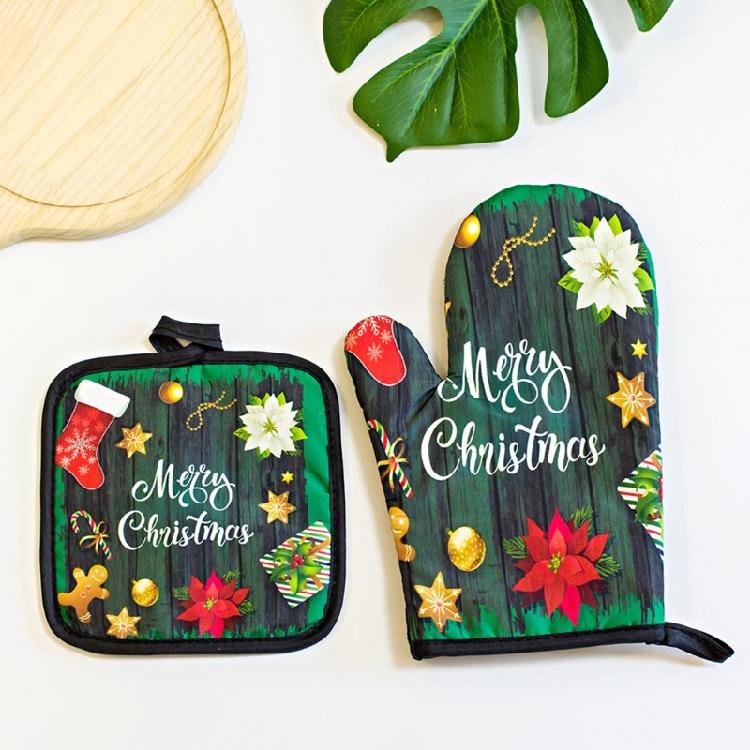 Christmas Lovely Oven Mitts and Pot Holders Soft for Baking Cooking Kitchen Gift