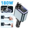 180W 5 In 1 Bluetooth Car Super Fast Charger Retractable With Digital Display USB PD Type C Cable Fast Charging Adapter