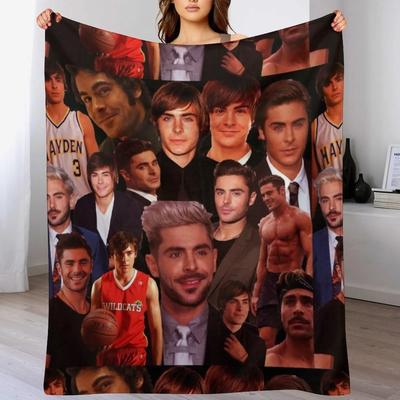 Zac Efron Collage Design Poster 2020 Throw Blanket Retros Luxury St Warm for Winter Blankets For Baby Blankets
