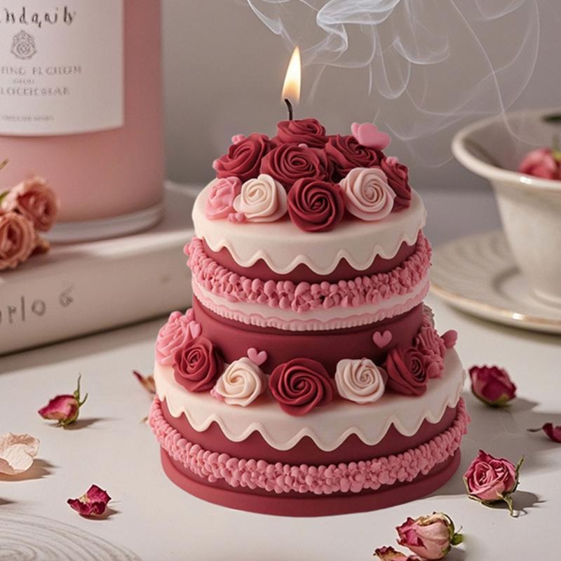 Wedding Silicone Candle Mold for Handmade Candle Soap Chocolate Baking Rose Cake Candle Silicone Mold for Epoxy Resin