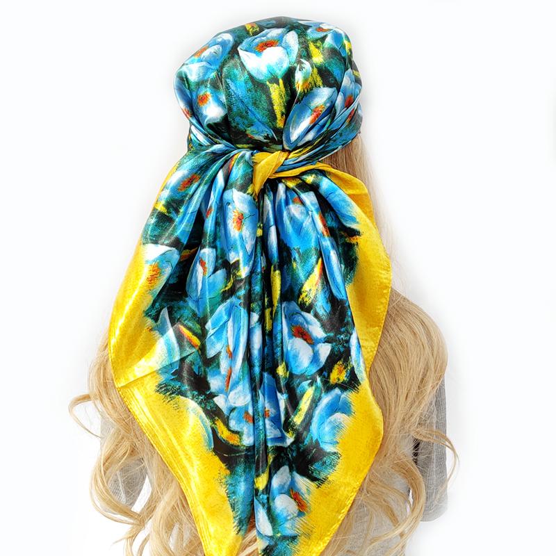 Europe And America Square Shawls Four Seasons Popular Silk Scarves Luxury Style Sunscreen Kerchief New Fashion 90X90CM Headcloth