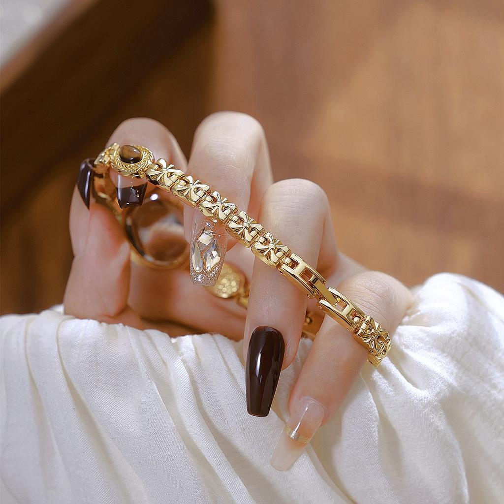 Women Watch Light Luxury Brand Natural Tiger Eye Stone Jade Bracelet Waterproof Premium Chain Female  Fashion Quartz Watches