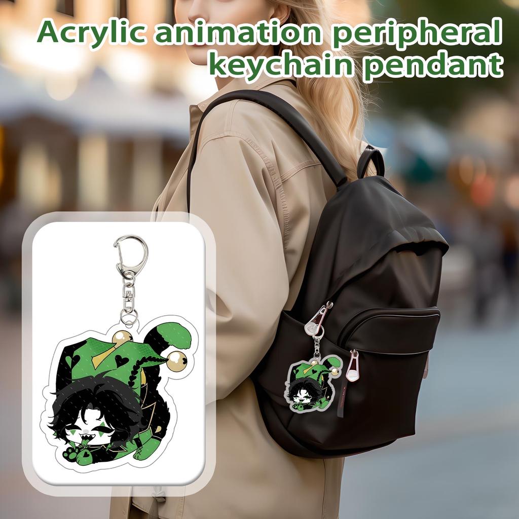Acrylic Keychain with Character Silhouette Design Durable Material Metal Clasp Suitable for Bag Decoration and Key Holder Accessories