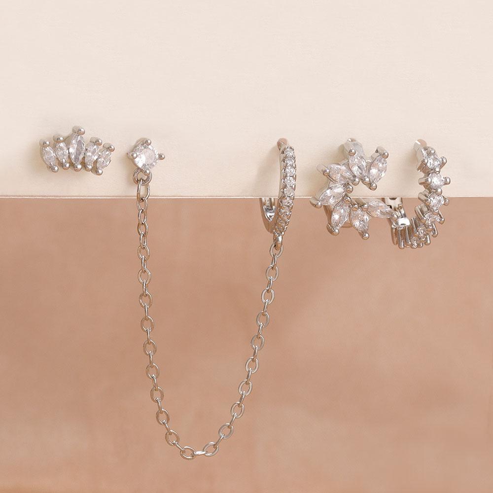 Crown Tassel Chain Stainless Steel Hoop Earrings for Women 18K Gold Ins Minimalist Earring Jewelry