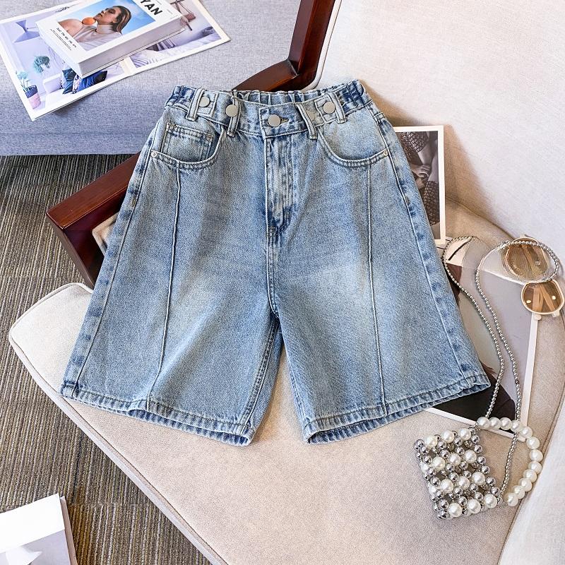 

Dimanaf 2025 Летние короткие джинсы брюки женские повседневные джинсовые шаровары большие синие брюки джинсы 4XL синий